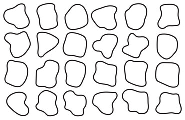 Irregular Organic Line Blob Set. Liquid Random Outline Form. Organic blobs set icon. Doodle circle. 11:11