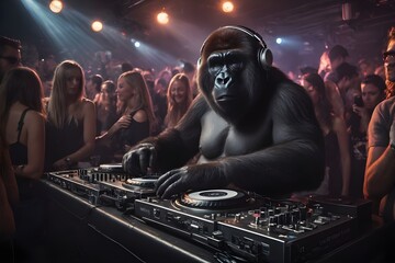 Gorilla DJ in the club
