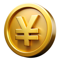 Obraz premium 3d golden japanese yen coin currency symbol isolated on png transparent background