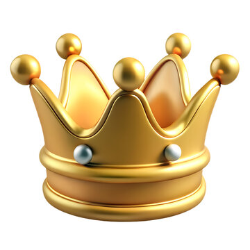 3d render of golden royal crown isolated on png transparent background