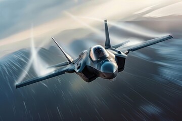 Precision and power captured in an AI-generated image of a fighter plane in motion - obrazy, fototapety, plakaty