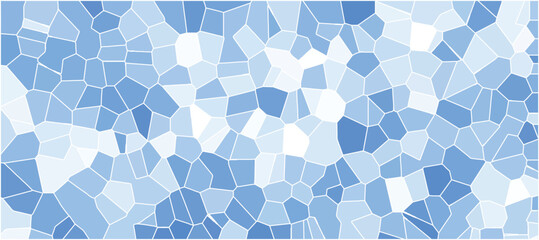 Abstract blue and white geometric mosaic design with golden lines. Diamond shape polygonal texture. Broken quartz stained Glass Background with lines	
