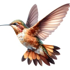 vector watercolour Brown tailed Hummingbird isolated on white background 