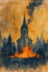 a church on fire