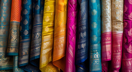 Colorful array of traditional Indian saris