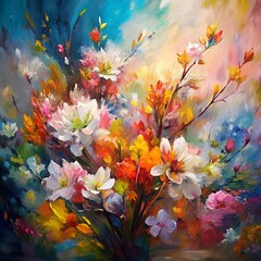 Obraz na płótnie Canvas oil painting of flowers 