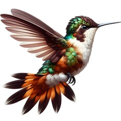 Obraz premium paint Brown tailed cute Hummingbird isolated on white background