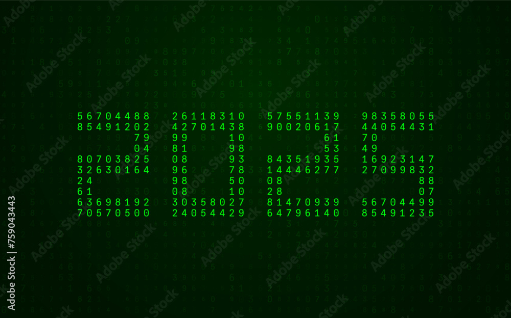 Poster New Year Digits 2025 in Tech Style. Binary Matrix Numbers 2025 New Year Card of Digital Technology Industry. Xmas Holiday Computer Banner. Vector Illustration.