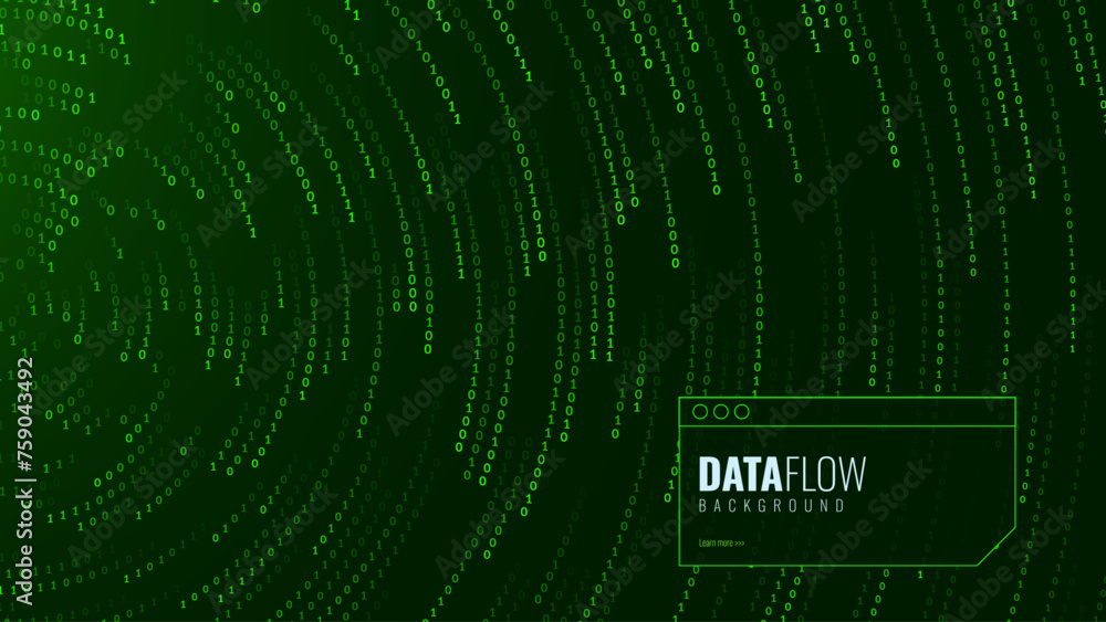 Leinwandbilder Green Abstract Matrix Vortex Technology Background. Binary Computer Code Dynamic Spiral. Programming, Coding, Hacker Concept. Binary Numbers Moving in Spiral. Vector Illustration. Sci-fi Background.
