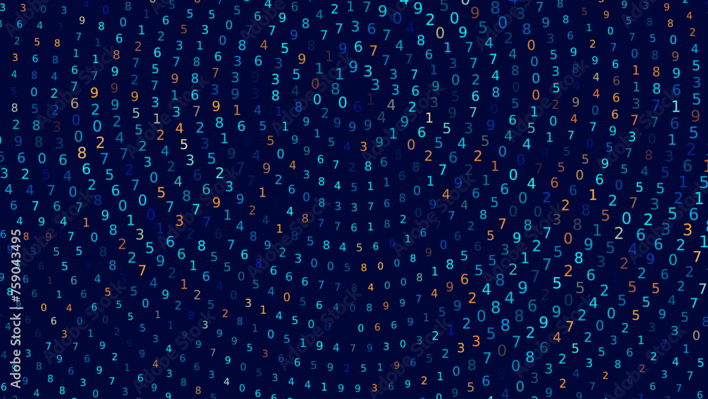 Fototapete Blue Abstract Matrix Vortex Technology Background. Binary Computer Code Dynamic Spiral. Programming, Coding, Hacker Concept. Binary Numbers Moving in Spiral. Vector Illustration. Sci-fi Background.