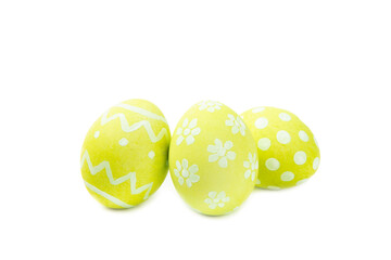 Easter eggs isolated on a white background. Handmade colorful Easter eggs. Easter celebration concept.