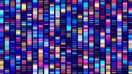Big Genomic Data Visualization. DNA Test. Genome Sequence Map. Chromosome Architecture, Molecule Sequencing Chart. Genetic Science and Technology Concept. Vector Illustration Background.
