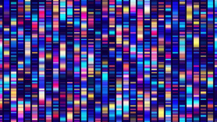 Big Genomic Data Visualization. DNA Test. Genome Sequence Map. Chromosome Architecture, Molecule Sequencing Chart. Genetic Science and Technology Concept. Vector Illustration Background.