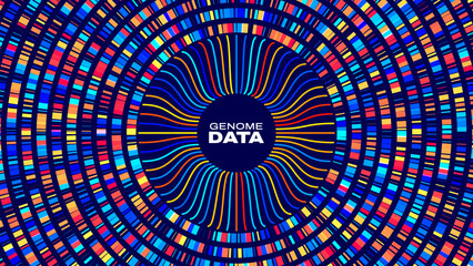 Circular Big Data Graph. DNA Test Infographic. Genome Sequence Map. Chromosome Architecture, Molecule Sequencing Chart. Genetic Science and Technology Concept. Vector Illustration Background.