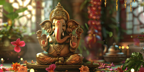 Ganesh Chaturthi: Invoking the Blessings of Lord Ganesha on His Birth Anniversary in Hindu Homes.