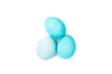 Easter eggs isolated on a white background. Handmade colorful Easter eggs. Easter celebration concept.