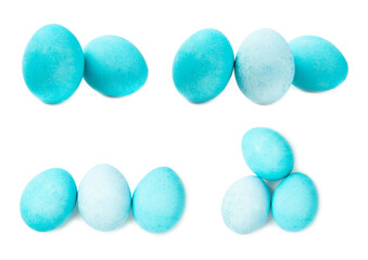 Easter eggs isolated on a white background. Handmade colorful Easter eggs. Easter celebration concept.