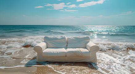 Obraz na płótnie Canvas A couch on the beach