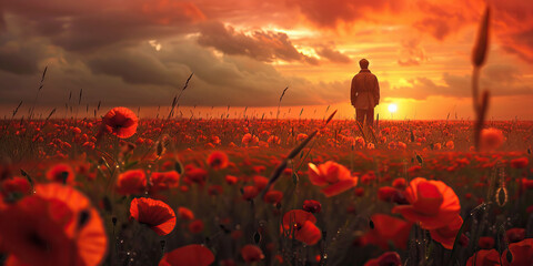 Armistice Day (also Remembrance Day or Veterans Day): A Solemn Memorial Day Honoring the Sacrifices of War Veterans and Remembering the Fallen Heroes - obrazy, fototapety, plakaty