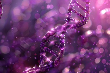 DNA Strands on Purple Background with Genetic Mutations