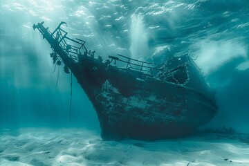 Shipwreck Under The Sea - obrazy, fototapety, plakaty