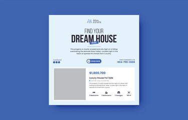 Dream house for sale real estate social media post or square flyer design template