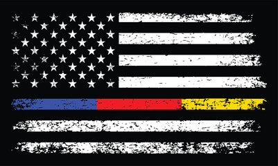 Thin Blue, Red And Yellow Line Flag Vector
