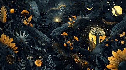 Abstract Black and Gold Background