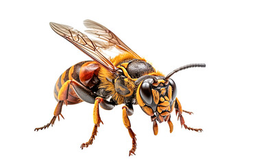 Hornisse (Vespa crabro), freigestellt vor transparentem Hintergrund, Generative AI