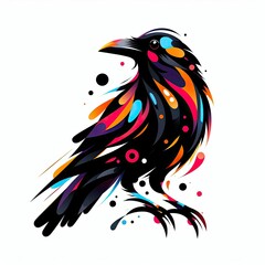 Obraz premium abstract illustration of a crow with dynamic shapes isolated on white background
