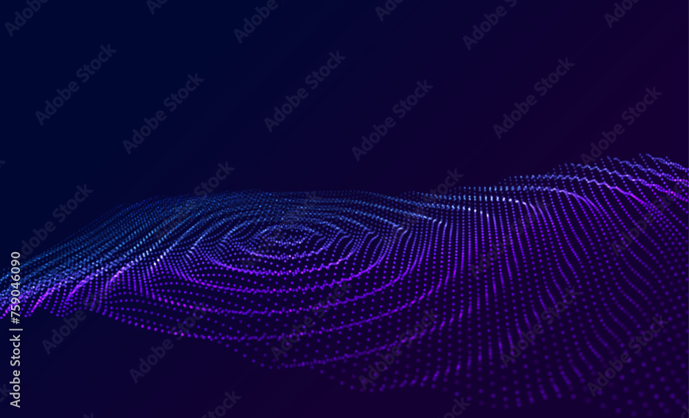 Aufkleber futuristic glowing digital wave. water drop concept. water circle ripples particles background. mode
