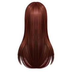 a Straight hairdo with a very red and brown maroon and brown high detailed texture white background