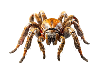 Vogelspinne, Tarantula (Theraphosidae), vor transparentem Hintergrund, Generative AI