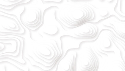 Abstract topographic papercut template background. Beautiful white relief texture background. Vector illustration.