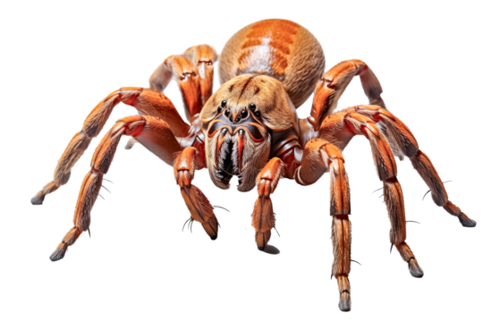 Vogelspinne, Tarantula (Theraphosidae), vor transparentem Hintergrund, Generative AI
