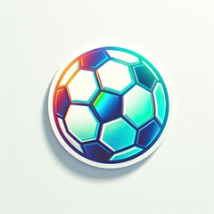 Fototapeta premium sticker of a classic soccer ball with black pentagons and white hexagons on a white background