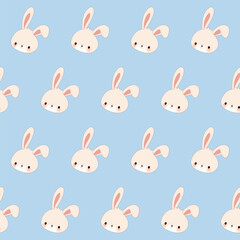 Cute Easter Bunny Character Seamless Pattern Background. Adorable Funny Doodle Rabbit Isolated on Background Wrapping Paper Print. Baby Textile Fabric Cute Easter Hare Swatch Template.  - 759048271