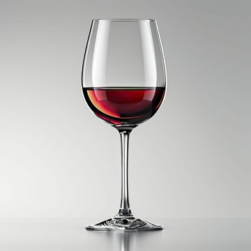 A single elegant wine glass, isolated on a white background.