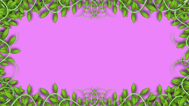 Beautiful animated clip of plant leaves on pink background. Concept for decoration.
