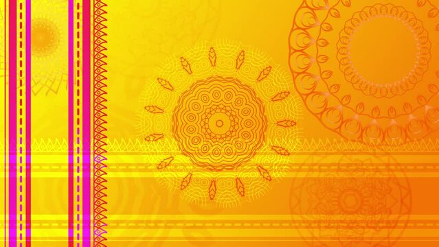 Beautiful yellow pattern animation with different design. Traditional Design animated clip.