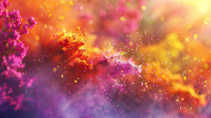 Holi, known as the Festival of Colors, is a Hindu celebration heralding the arrival of spring with vibrant powders, water fights, music, and dancing. - obrazy, fototapety, plakaty