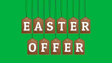 easter offer tags on green screen. easter holiday special offer concept.