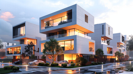  Evening Vistas of Modern Real Estate Homes - Unveiling Urban Construction