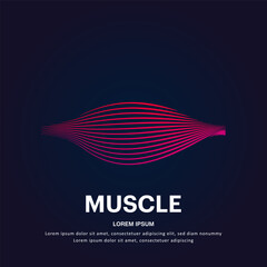 Human muscle medical structure. simple line art muscle Vector logotype illustration on dark background. muscle logo vector template suitable for organization, company, or community. EPS 10