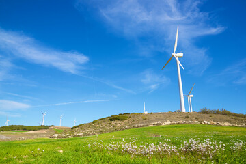 Fototapeta na wymiar Wind turbine generators for green electricity production