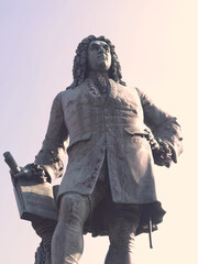 Sculpture of baroque composer George Frideric Handel in german Georg Friedrich Haendel in Halle...