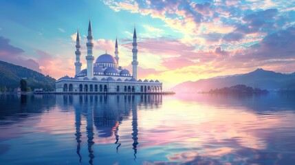Obraz premium Calm and Serene Mosque Landscape