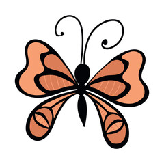 Butterfly cartoon character. Cute insect. Vector hand draw illustration isolated on white background 