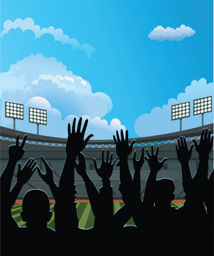 Stadium and field. Sport fans cheer their team.