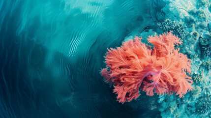 Mesmerizing image of a pink sea anemone surrounded by the lush turquoise hues of ocean water